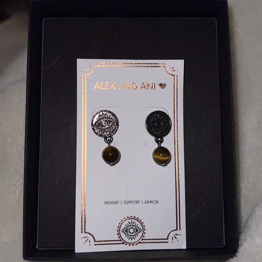 NIB Alex and Ani Evil Eye Earrings